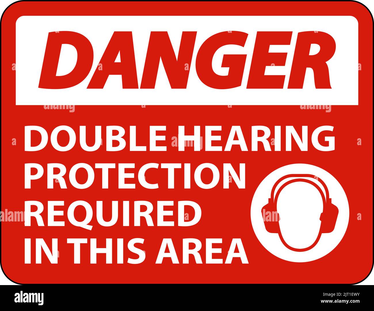 Danger Double Hearing Protection Sign On White Background Stock Vector