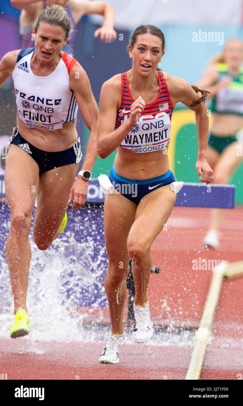 Courtney Wayment of the USA competing in the women’s 3000m steeplechase