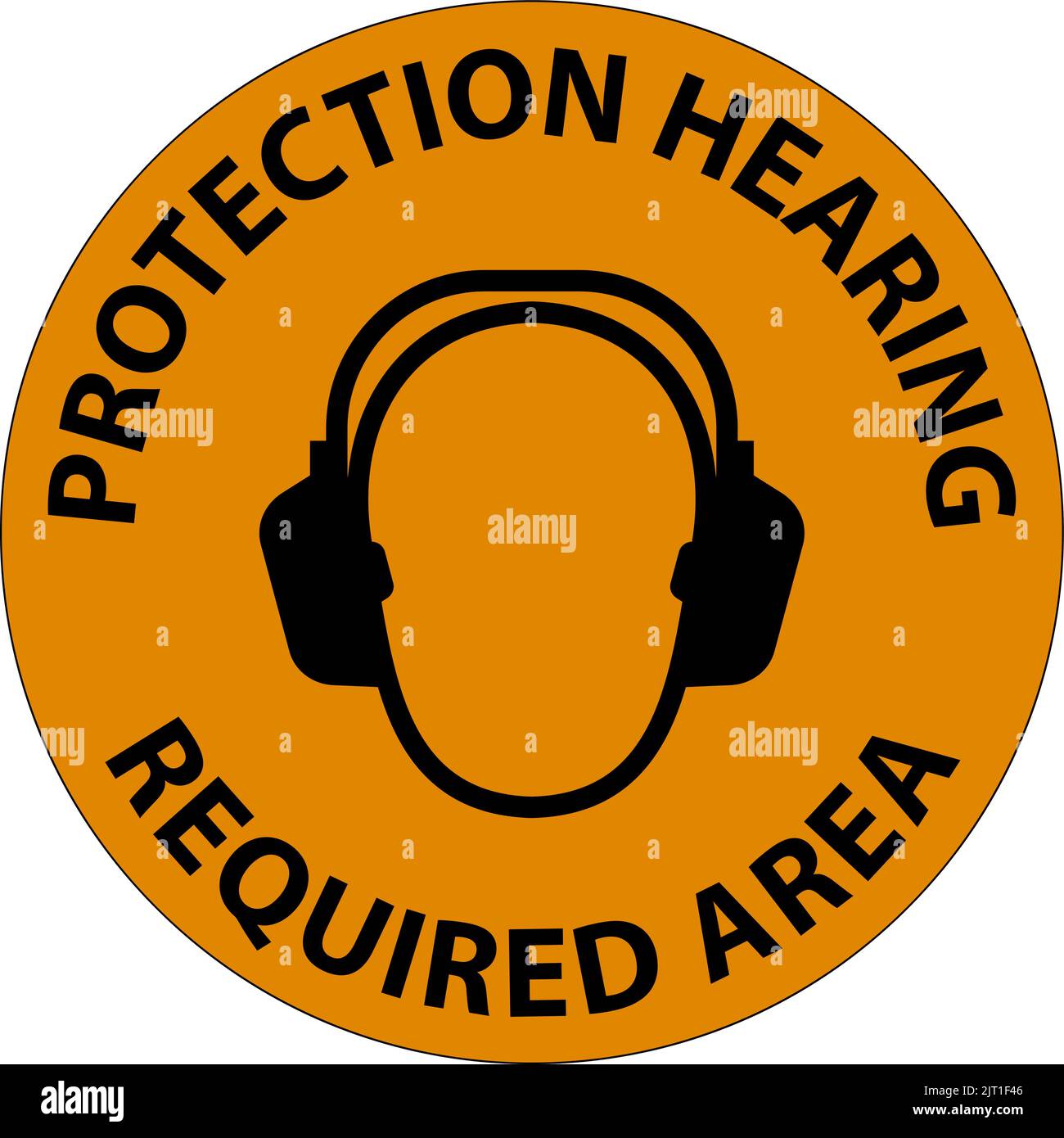 Warning Double Hearing Protection Sign On White Background Stock Vector