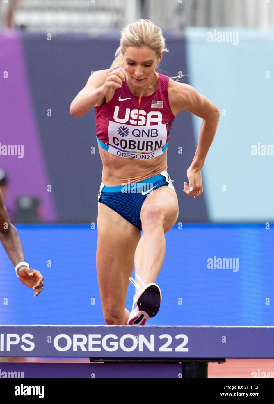 Emma Coburn of the USA competing in the women’s 3000m steeplechase