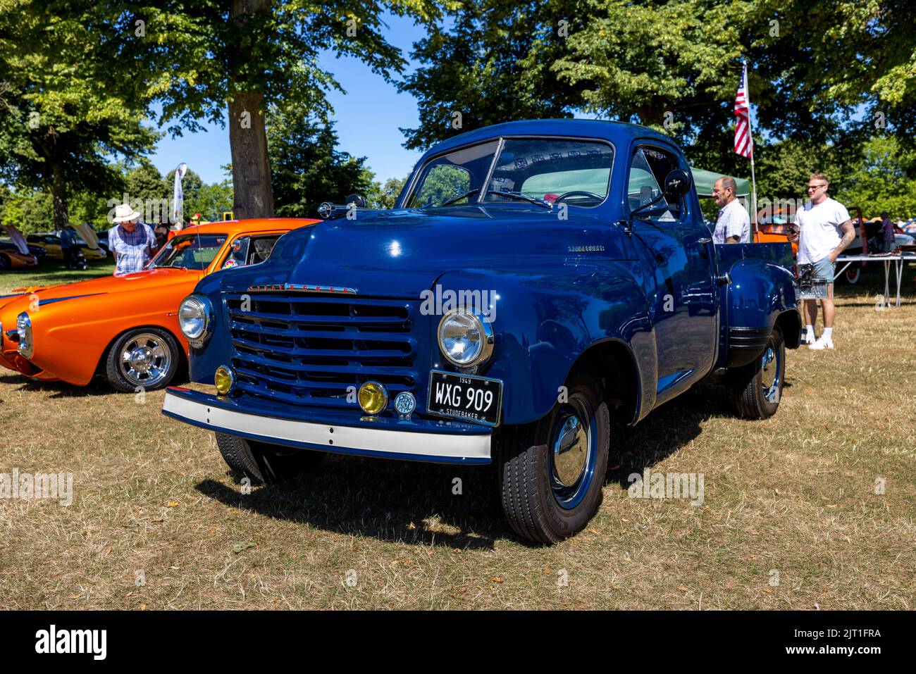 Studebaker Commander & 2R Series pick-up truck on display at the American Auto Club Rally of the Giants, held at Blenheim Palace on the 10th July 2022 Stock Photo