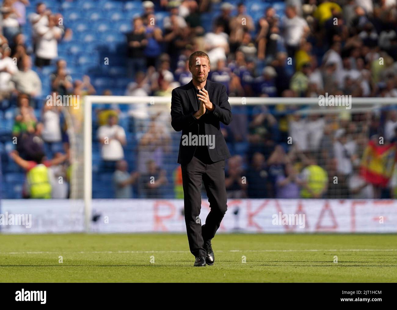 Brighton and Hove Albion manager Graham Potter applauds the fans after the Premier League match at the AMEX Stadium, Brighton. Picture date: Saturday August 27, 2022. Stock Photo