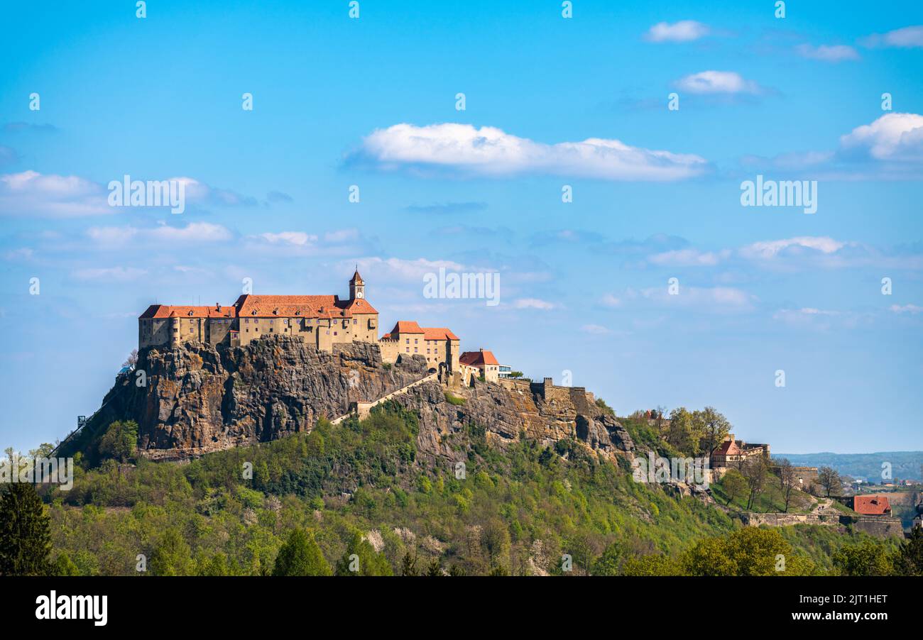 Beautiful panorama view of Riegersburg castle on a sunny summer day with blue sky cloud, Feldbach, Styria, Austria Stock Photo