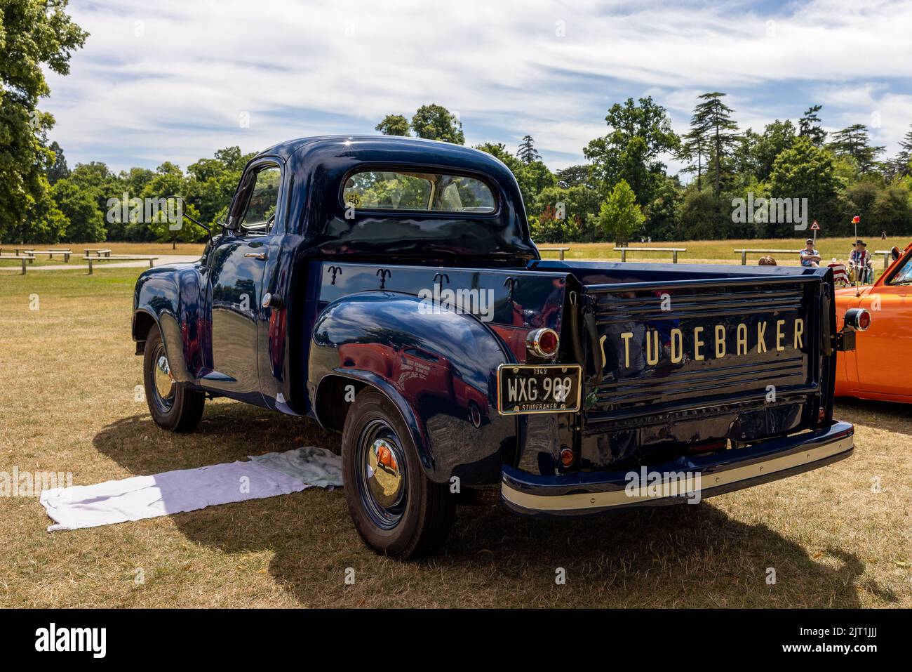 1949 Studebaker 2R5-12 pick-up truck on display at the American Auto Club Rally of the Giants, held at Blenheim Palace on the 10th July 2022 Stock Photo