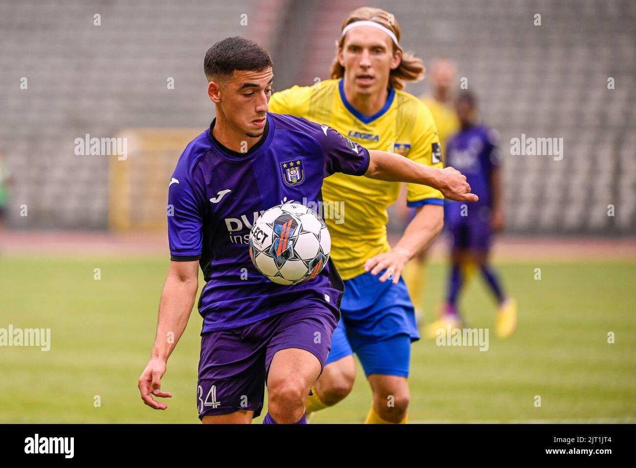 RSCA Futures' Nilson Angulo pictured in action during a soccer match  between RSC Anderlecht Futures (u23) and SK Beveren, Saturday 27 August  2022 in Brussels, on day 3 of the 2022-2023 'Challenger