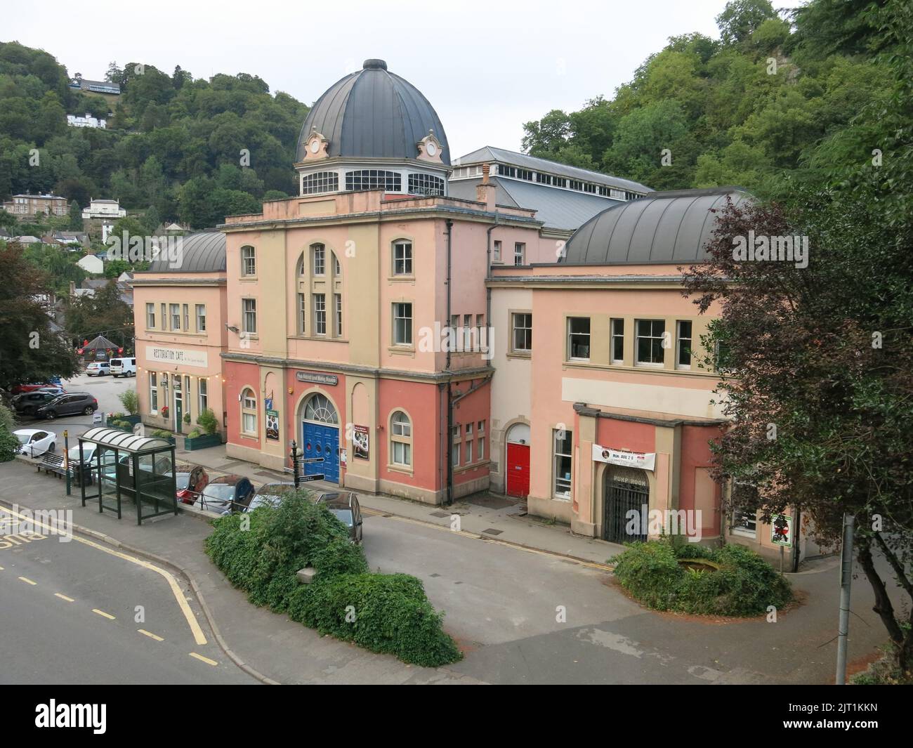 View of the Grand Pavilion built in 1910 in the spa town of Matlock Bath, home to the Peak District Lead Mining Museum and community venue. Stock Photo