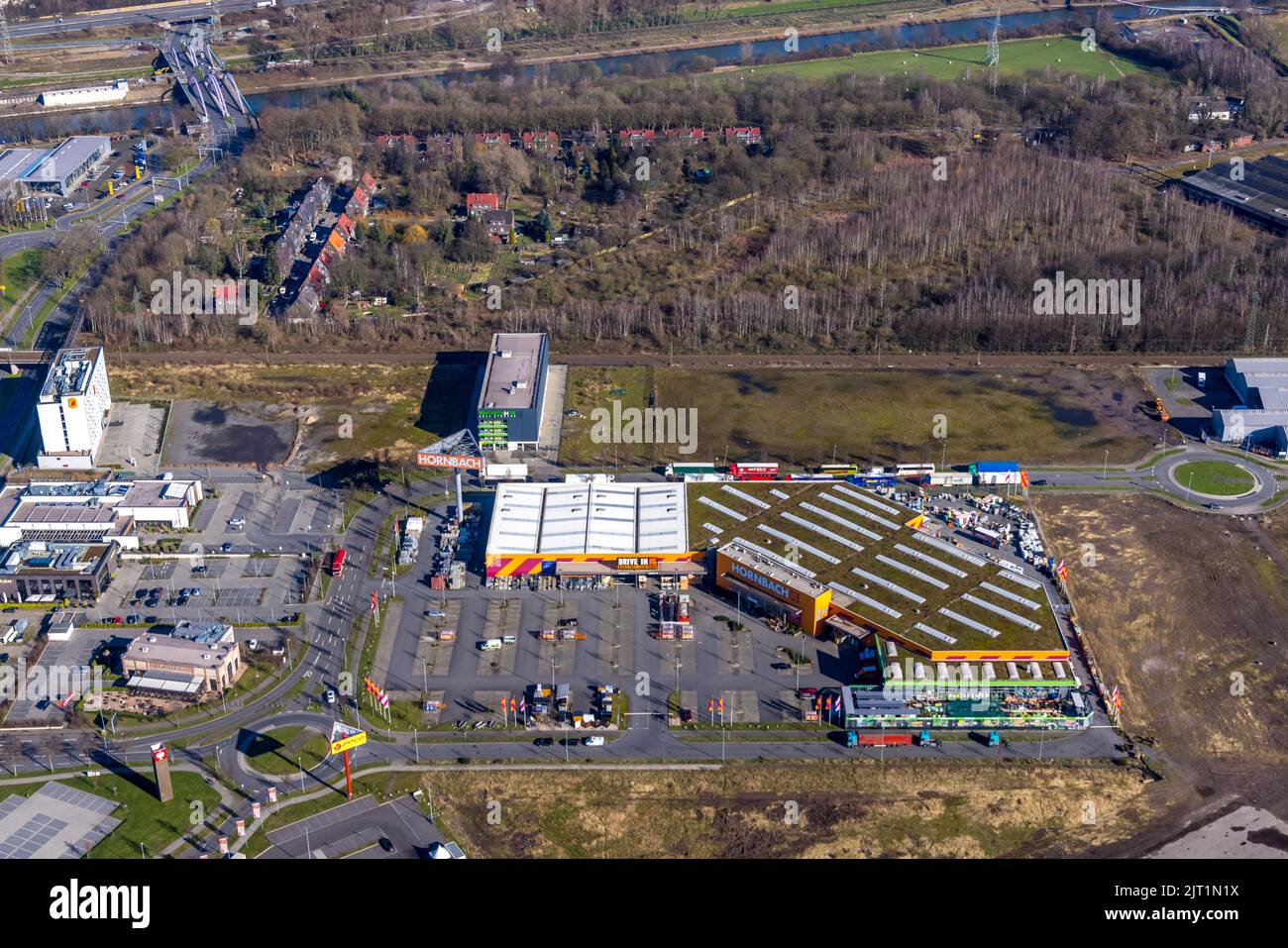 Aerial view, Hornbach and Space Plus Store Oberhausen at Brammenring