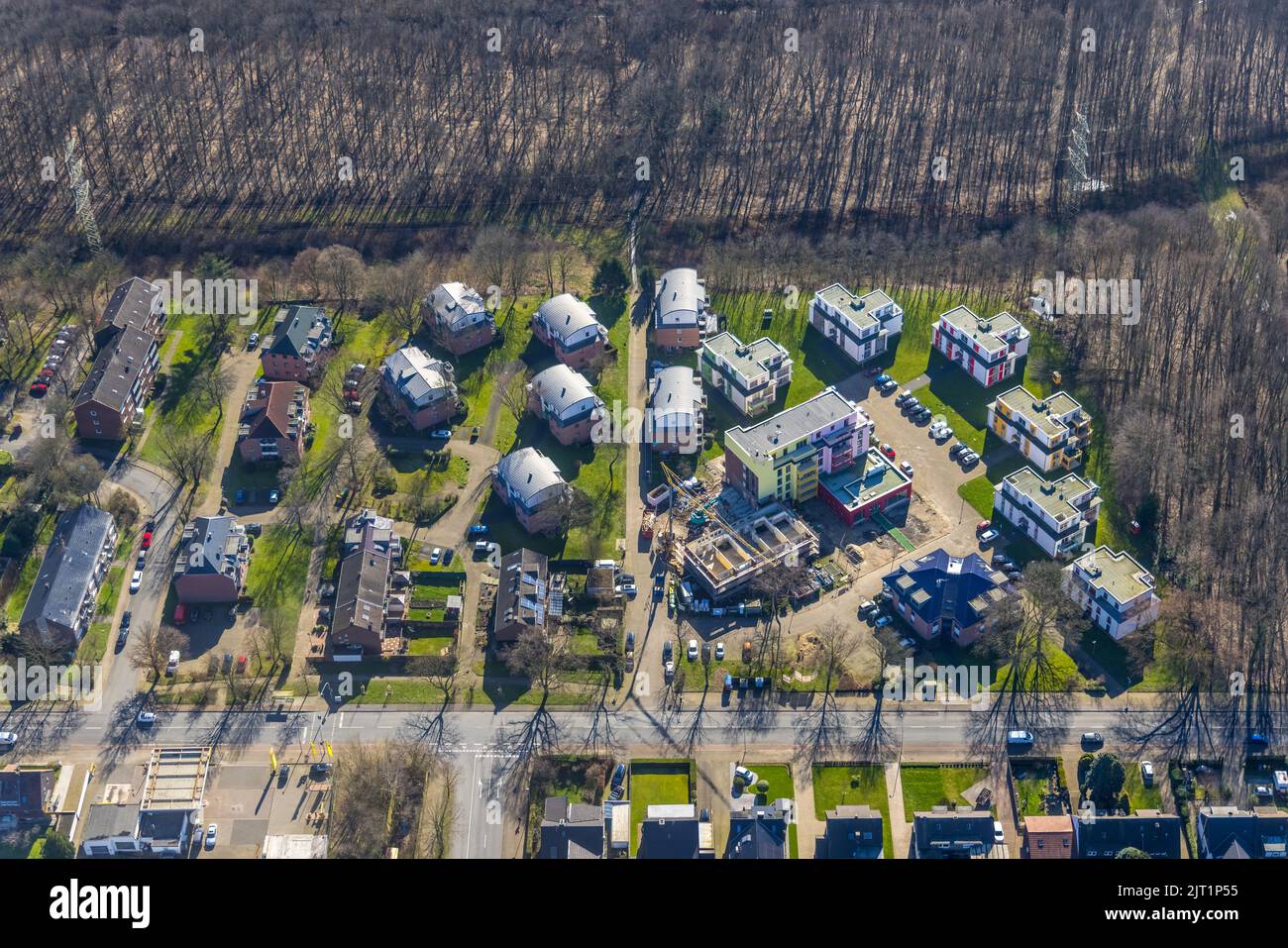 Aerial view, housing estate JuliusBrechtAnger and Buchenweg, Walsumermark, Oberhausen, Ruhr