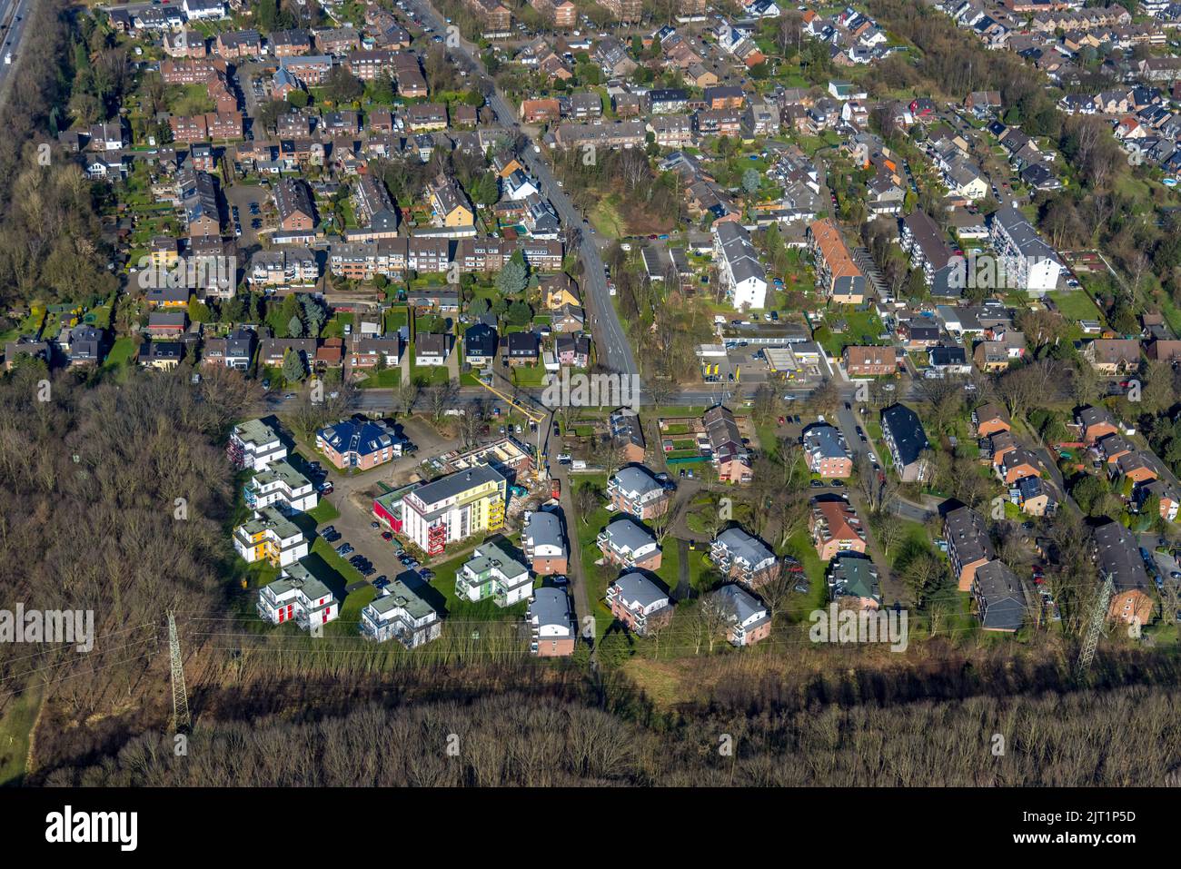 Aerial view, housing estate JuliusBrechtAnger and Buchenweg, Walsumermark, Oberhausen, Ruhr