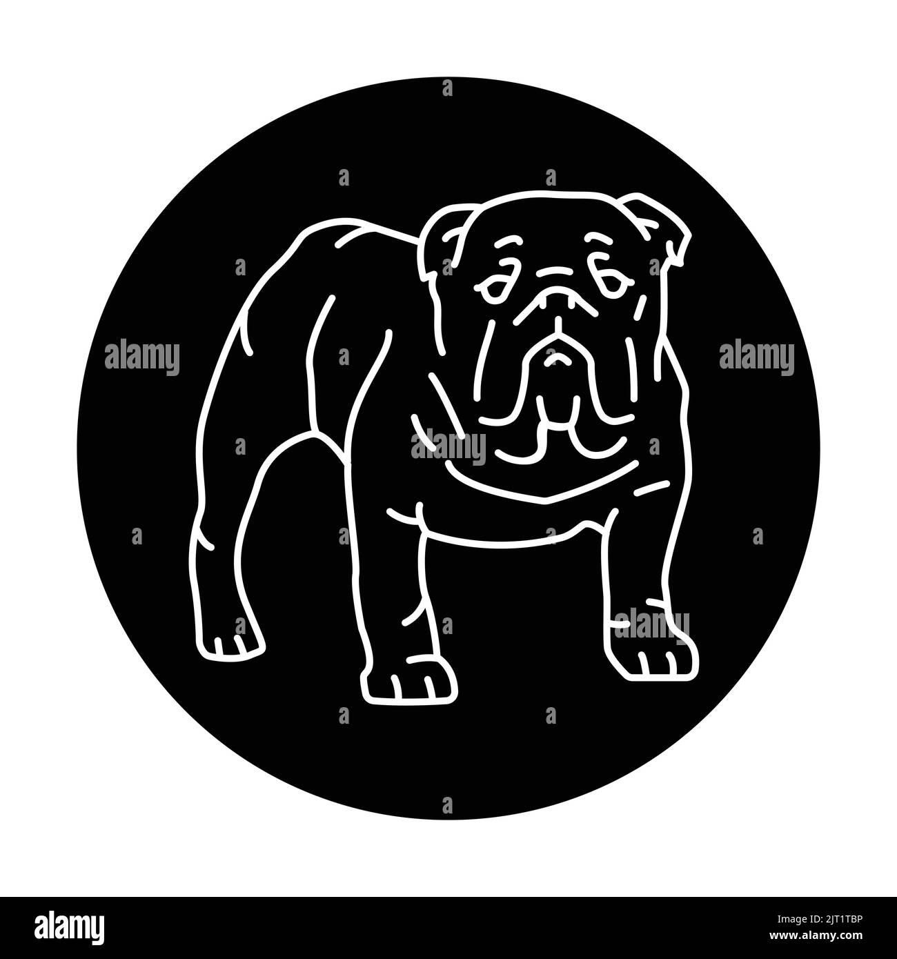 English bulldog color line icon. Dog breed. Pictogram for web page, mobile app, promo. Stock Vector