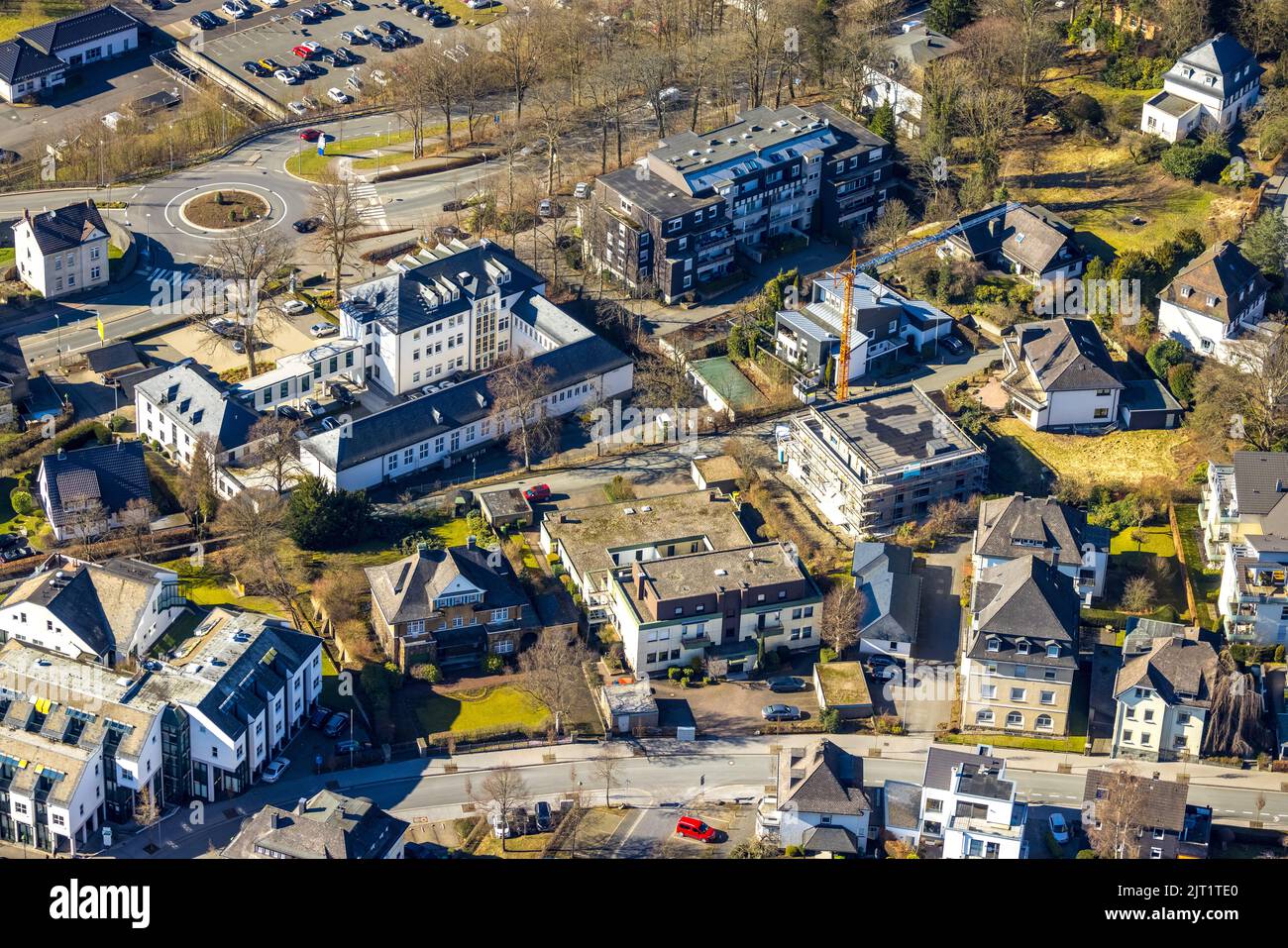 Aerial view, Bigge Energie power supply company, construction site and