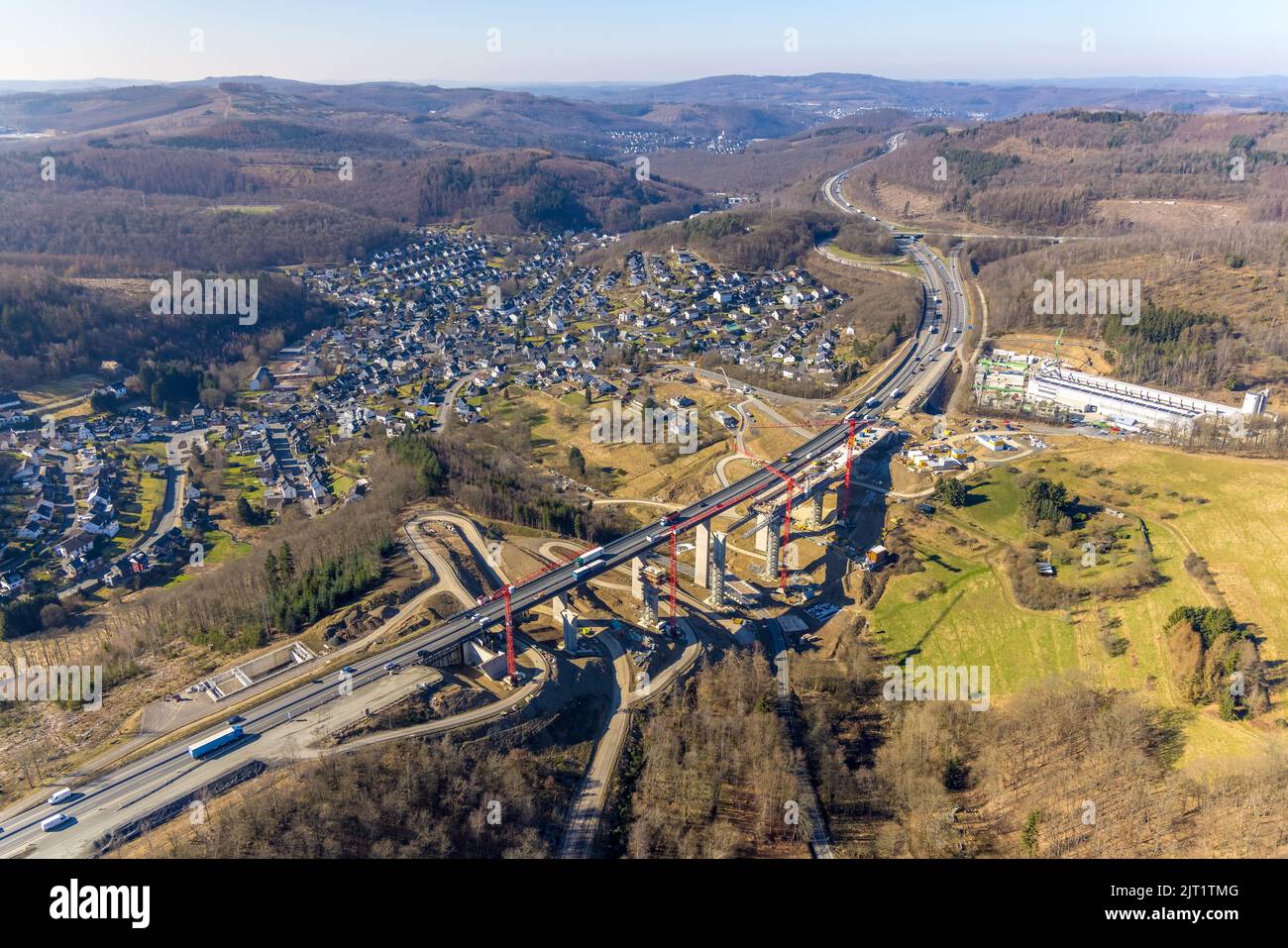 Freeway bridge viaduct Eisern of the freeway A45 Sauerlandlinie ...