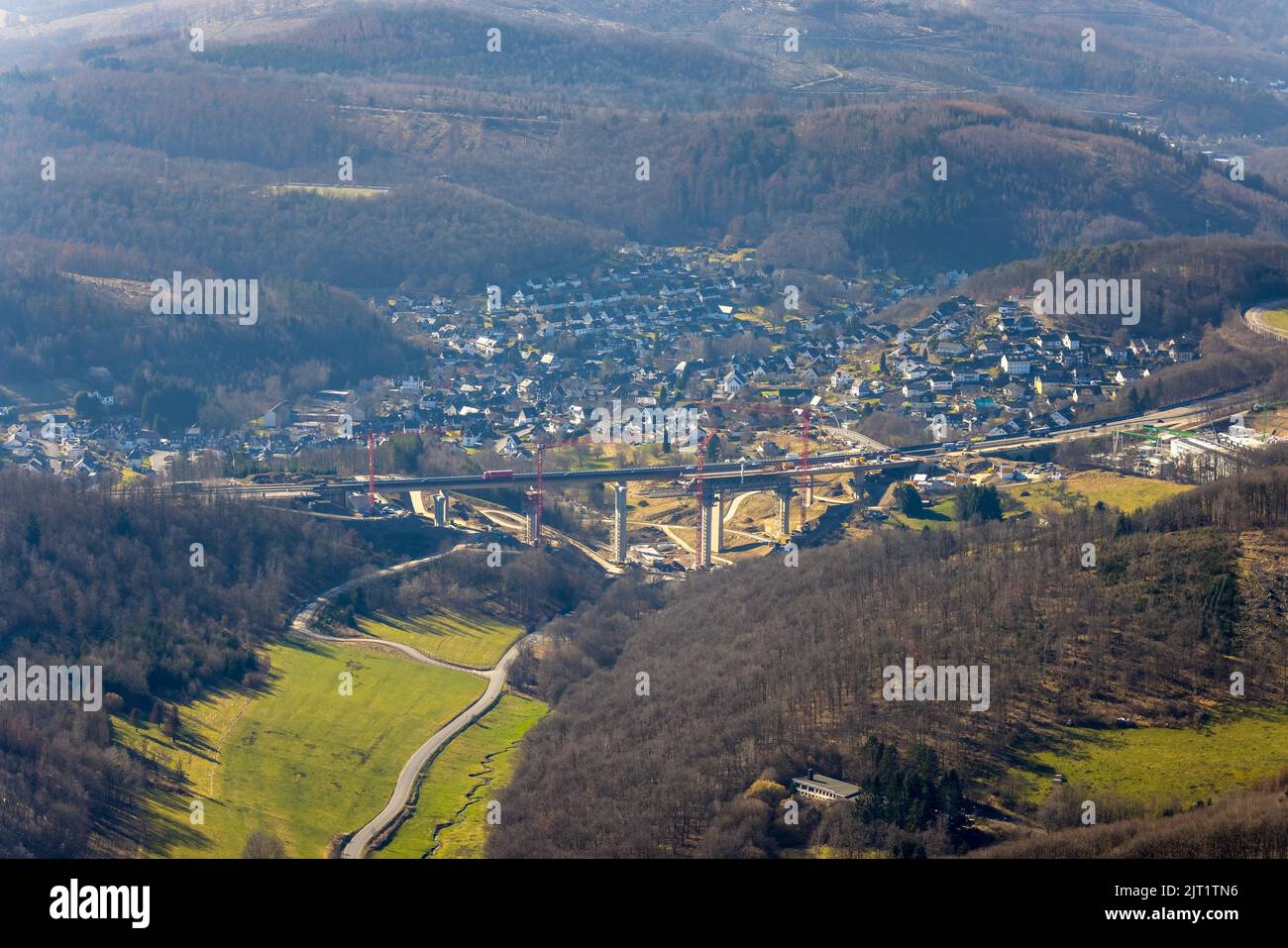 Freeway bridge viaduct Eisern of the freeway A45 Sauerlandlinie ...