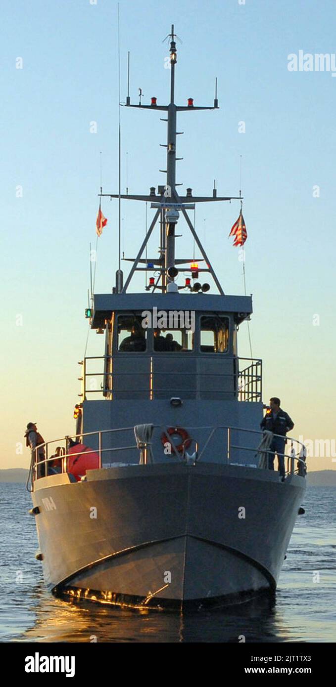 Torpedo weapons retriever TWR-8 at the Nanoose, B.C. firing range. Stock Photo