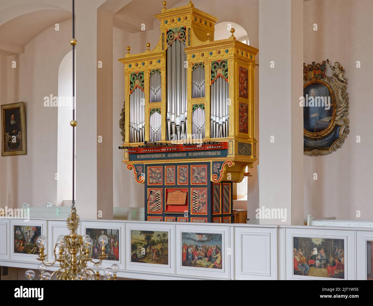 The interior of the Court Church (Neustädter Hof- und Stadtkirche St. Johannis) with the Spanish-organ in Hanover Stock Photo