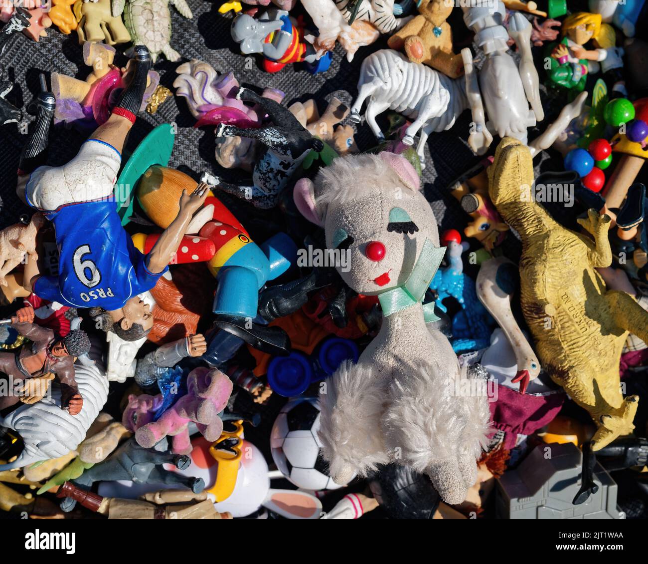 Various plastic & textil toys and puppets at the flea market in Hanover (No. 46) Stock Photo