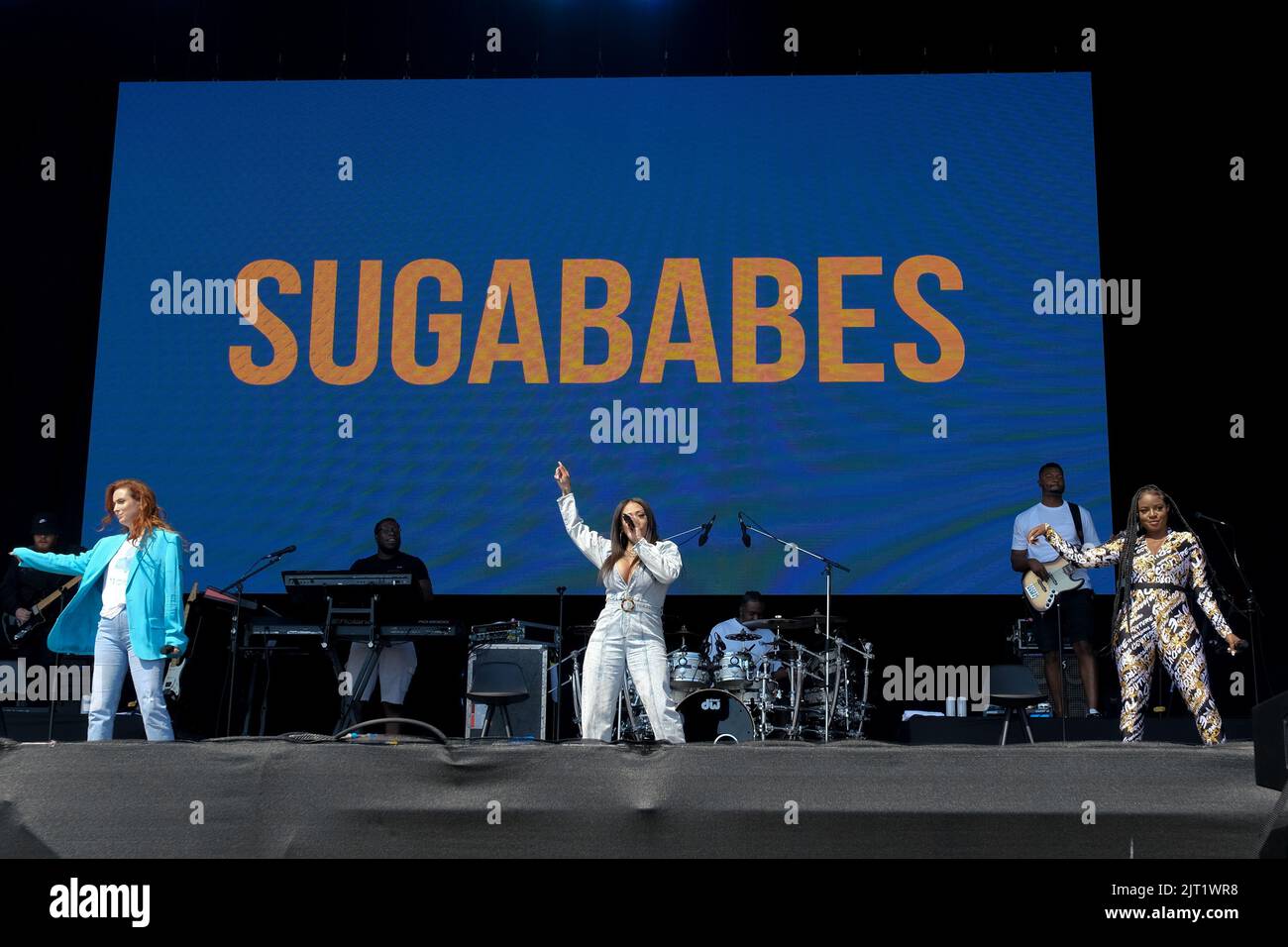 Southsea, UK. 27th Aug, 2022. (LR) Siobhán Donaghy, Mutya Buena and Keisha Buchanan, the