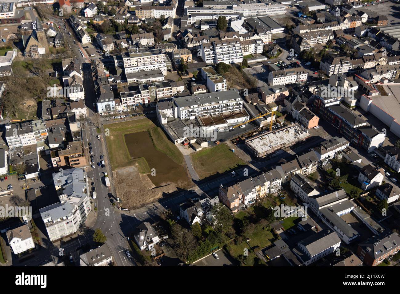 Aerial view, construction site and new building on the former Hertie