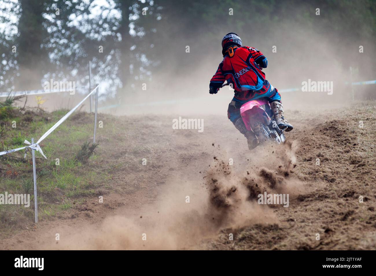 Pleyber-Christ, France - August, 26 2022: Biker competing in the Gibeau Trophy organized during the Armorikaine TT, a sporting event with free access Stock Photo