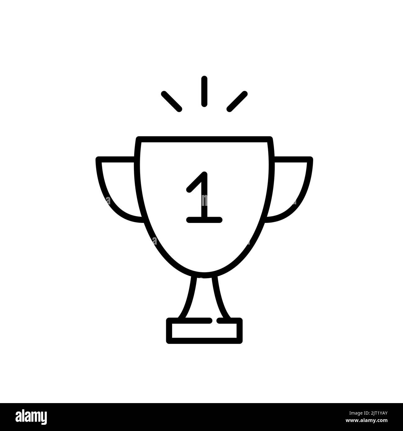 Shining first prize competition winner cup. Pixel perfect, editable stroke line icon Stock Vector