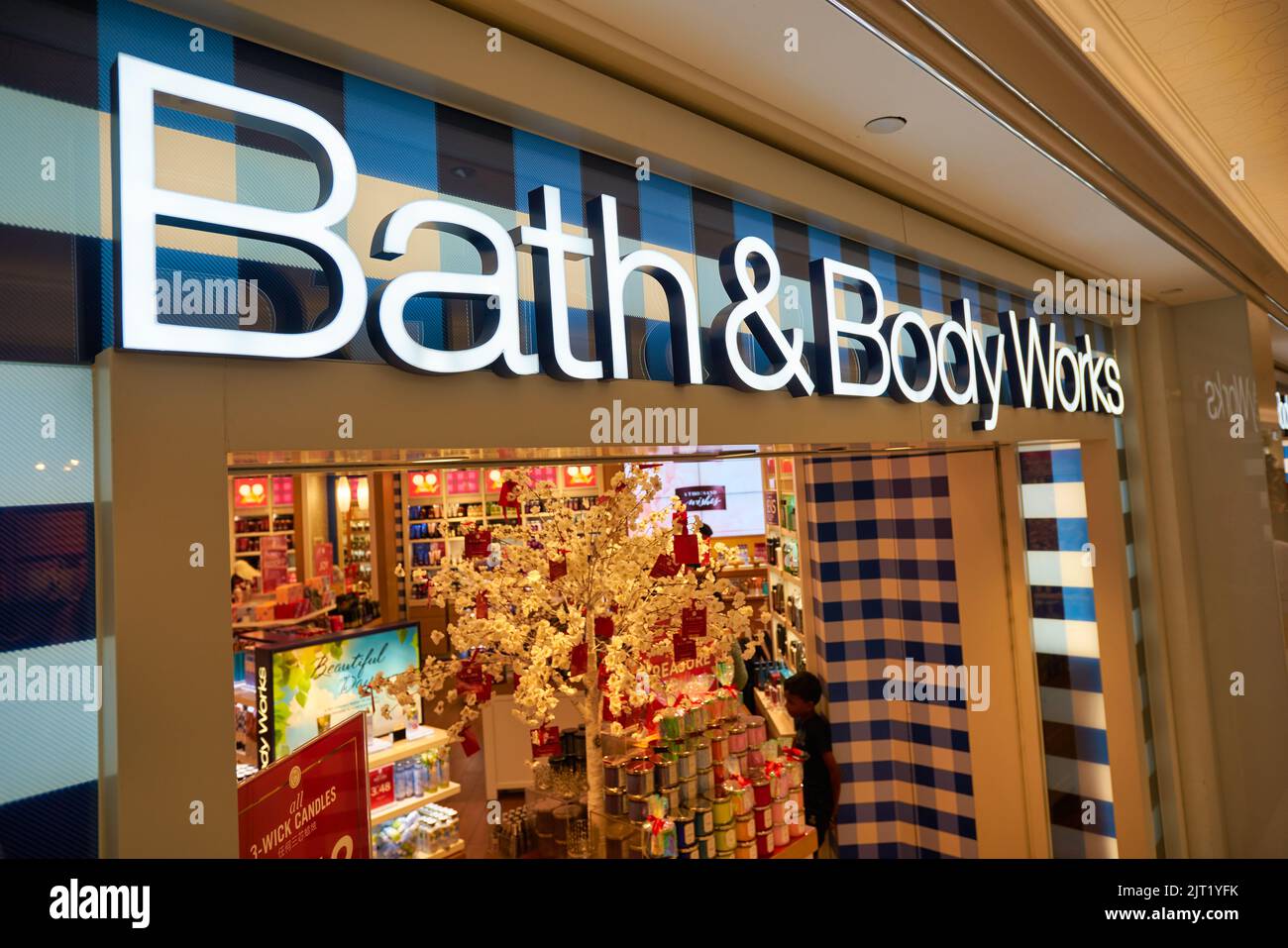 SINGAPORE - CIRCA JANUARY, 2020: Bath and Body Works sign over the ...
