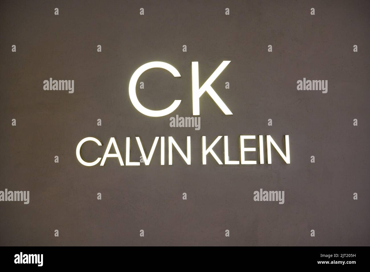 SINGAPORE - CIRCA JANUARY, 2020: close up shot of Calvin Klein sign as ...