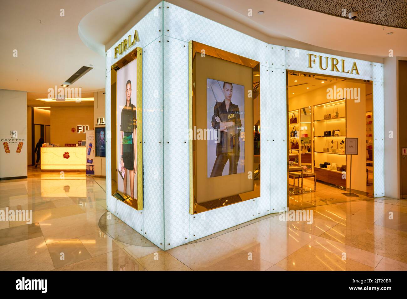 SINGAPORE - CIRCA JANUARY, 2020: Furla storefront in ION Orchard shopping mall in Singapore. Stock Photo