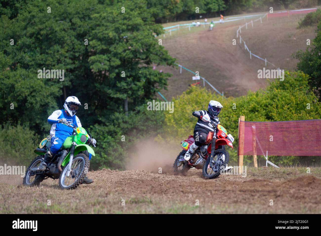 Pleyber-Christ, France - August, 26 2022: Bikers competing in the Gibeau Trophy organized during the Armorikaine TT, a sporting event with free access Stock Photo