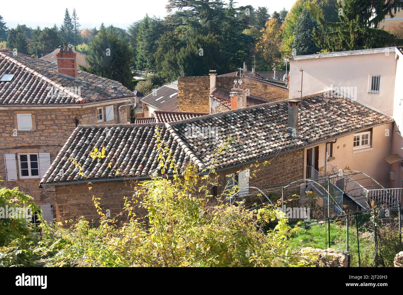 Roof tops, St Cyr au Mont d'Or, Lyon, Auvergne-Rhone-Alpes, France Stock Photo