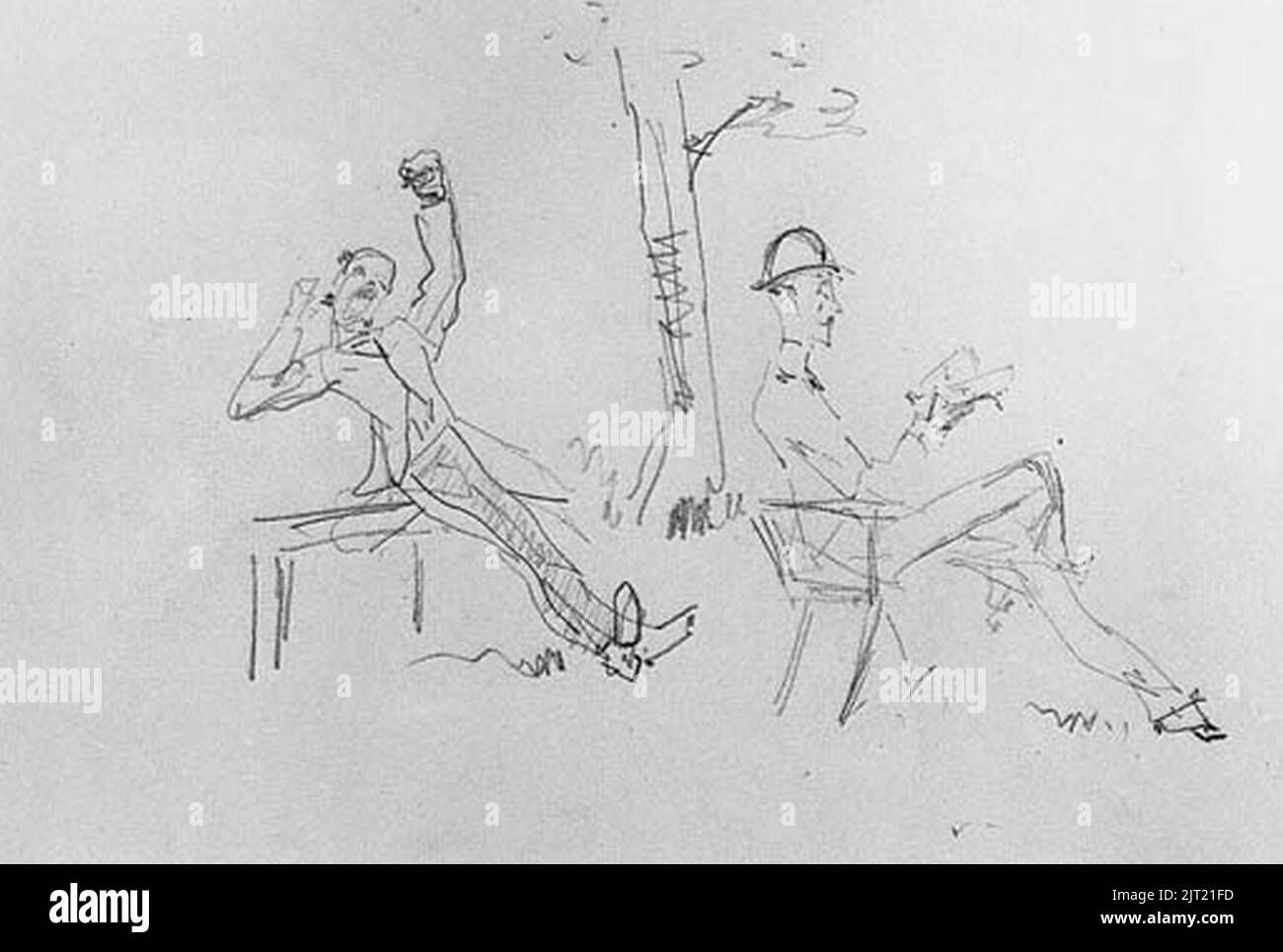 Toulouse-Lautrec - Homme s'étirant (recto), lot-287980, Dortu D1928. Stock Photo