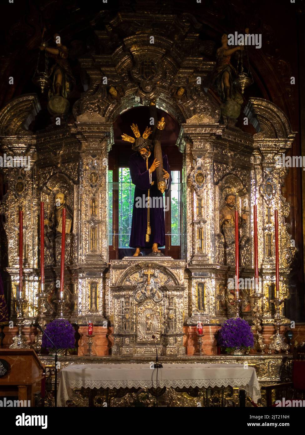 Sacrament Chapel altarpiece, Iglesia Colegial del Divino Salvador, Seville Stock Photo