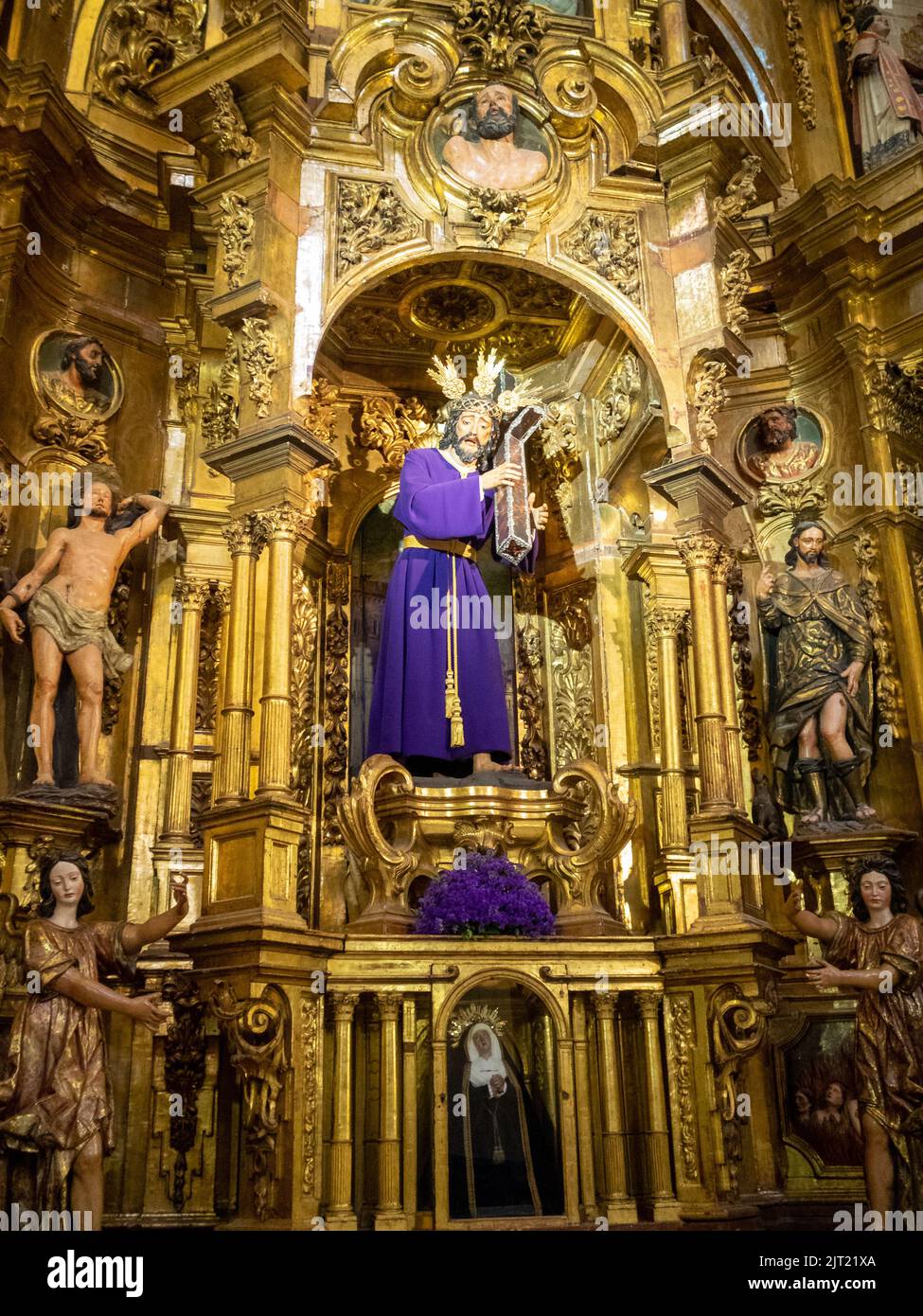 Christ of the Afflicted altarpiece, Iglesia Colegial del Divino Salvador, Seville Stock Photo
