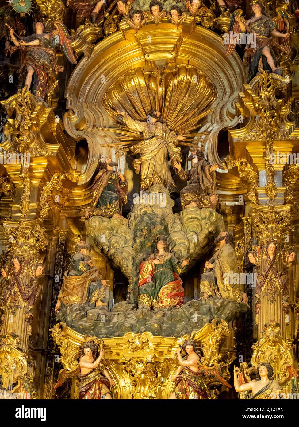 Jesus Transfiguration, denter of the high altarpiece of the Iglesia Colegial del Divino Salvador, Seville Stock Photo
