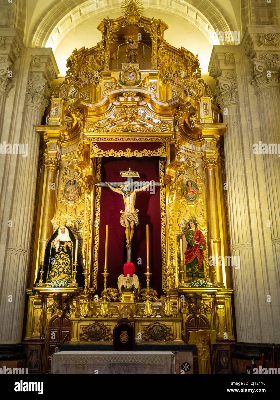 Christ of Love altarpiece, Iglesia Colegial del Divino Salvador, Seville Stock Photo