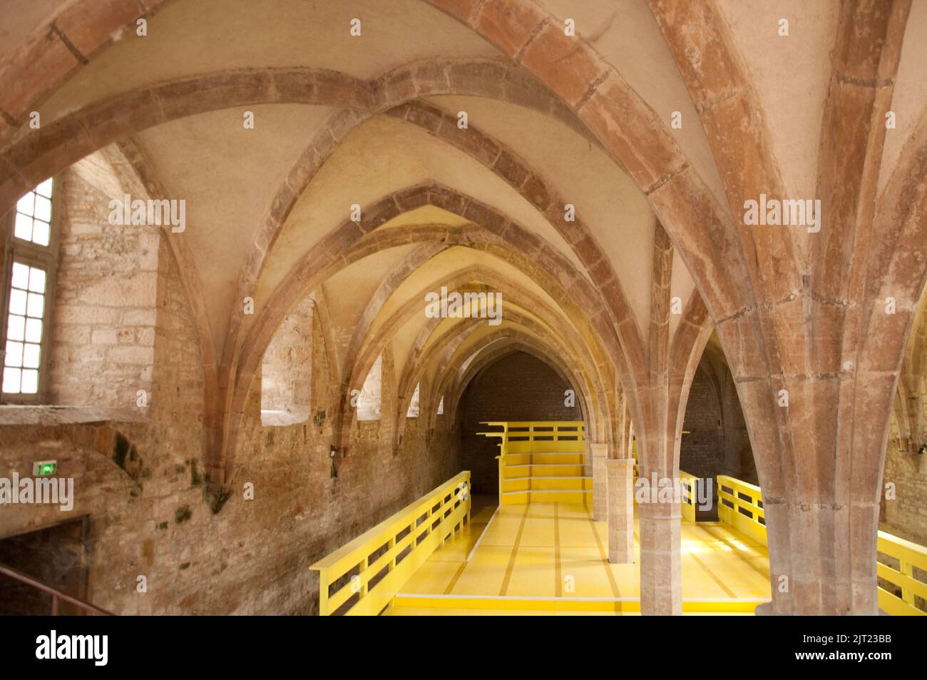 Lower floor of Mill Tower with Arched Roof and display structure, Cluny