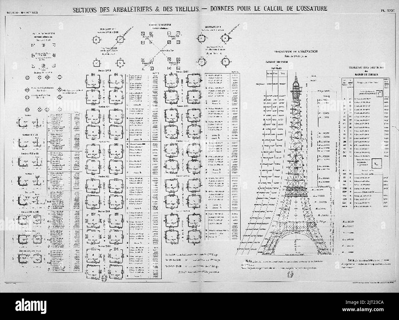 Tour Eiffel Arbalétrières et treillis pour le calcul de l'ossature. Stock Photo