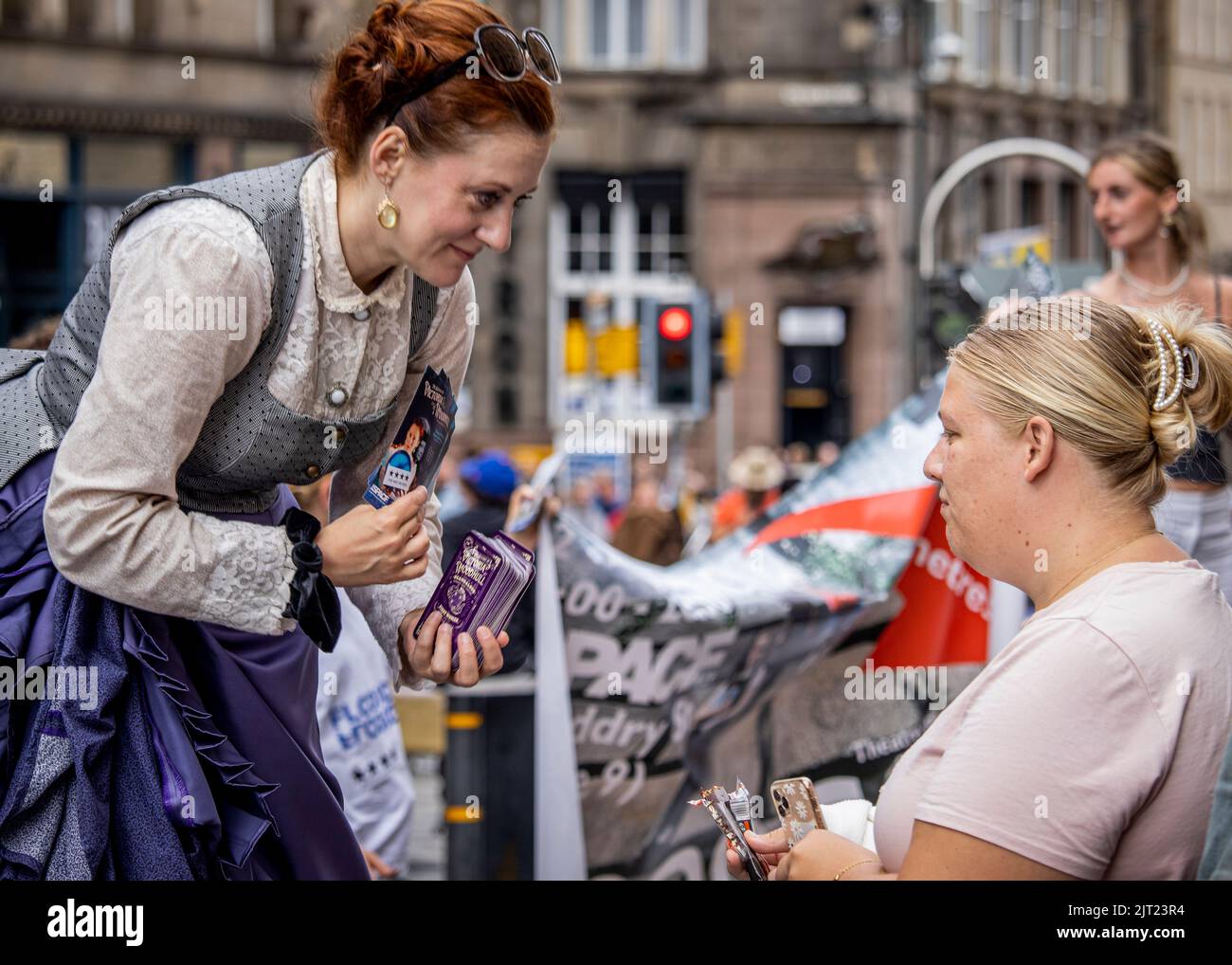 Edinburgh Festival Fringe Performers Advertising Shows on the Royal