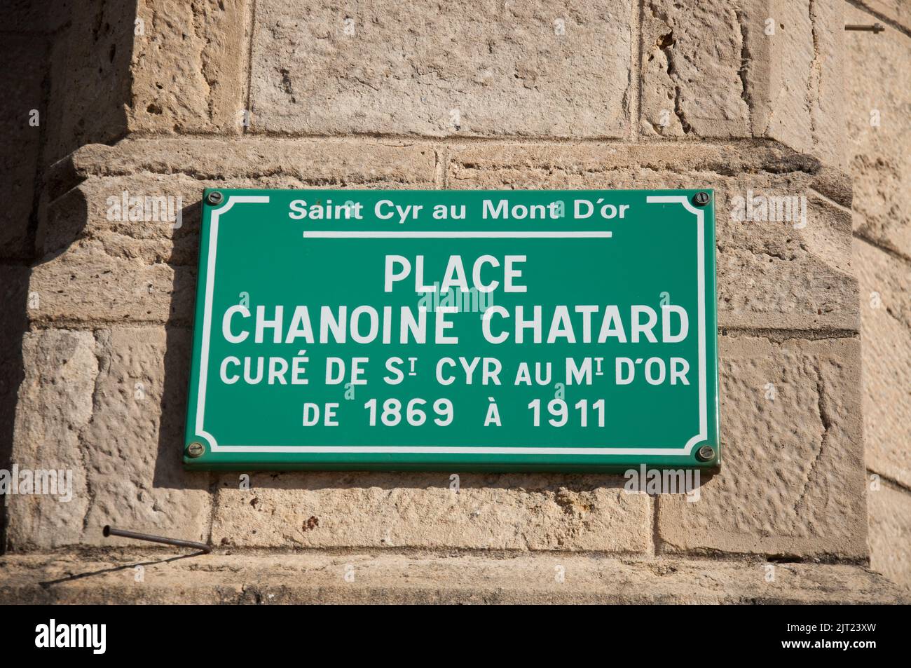 Street Sign, St Cyr au Mont d'Or, Lyon, Auvergne-Rhone-Alpes, France Stock Photo