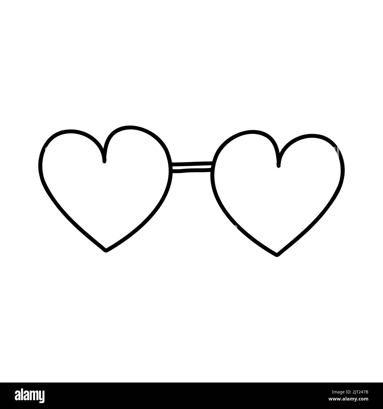 Hand drawn doodle glasses in heart shape. Vector sketch illustration of