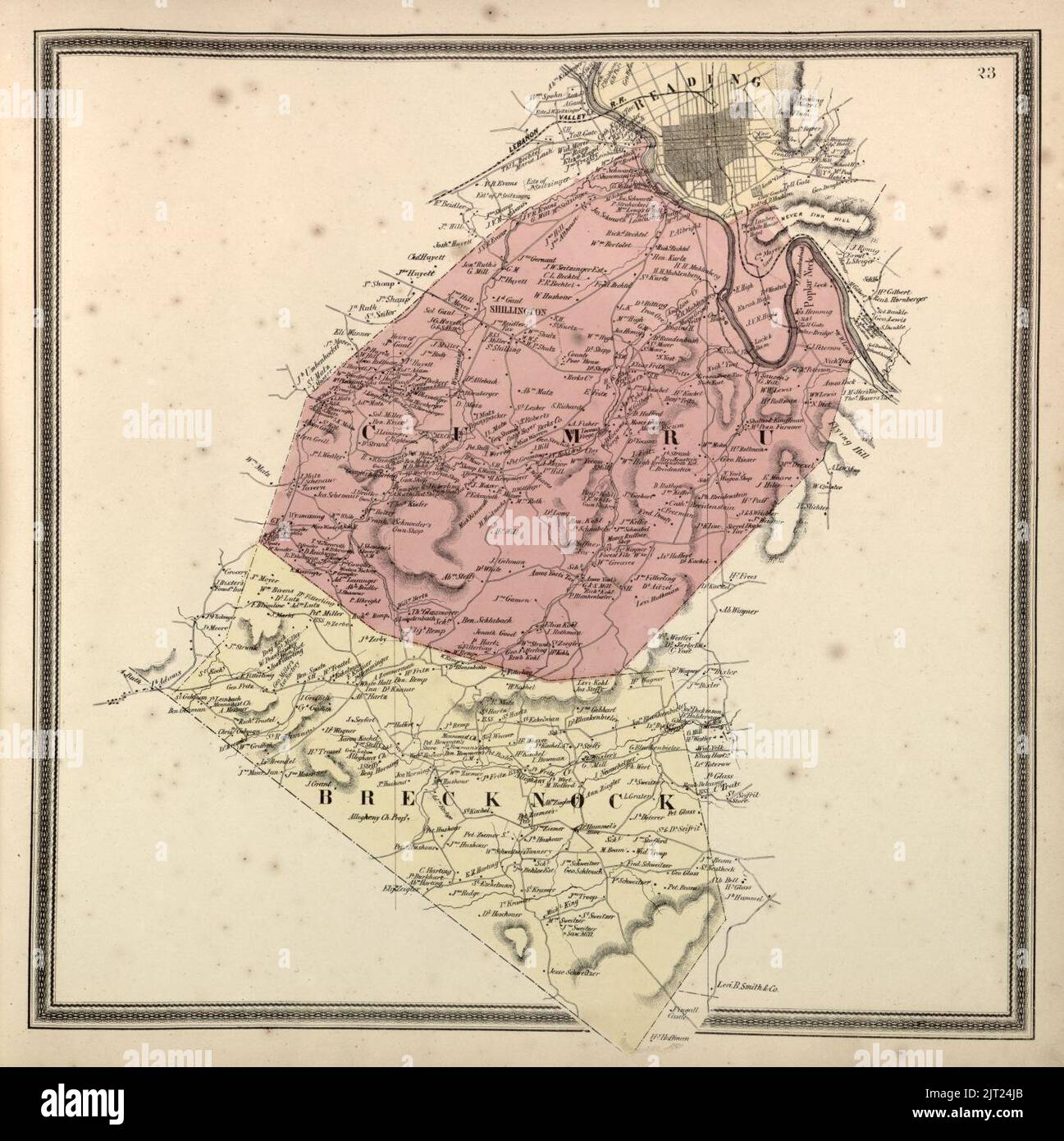 Township map of Berks County, Pennsylvania, from actual surveys Stock