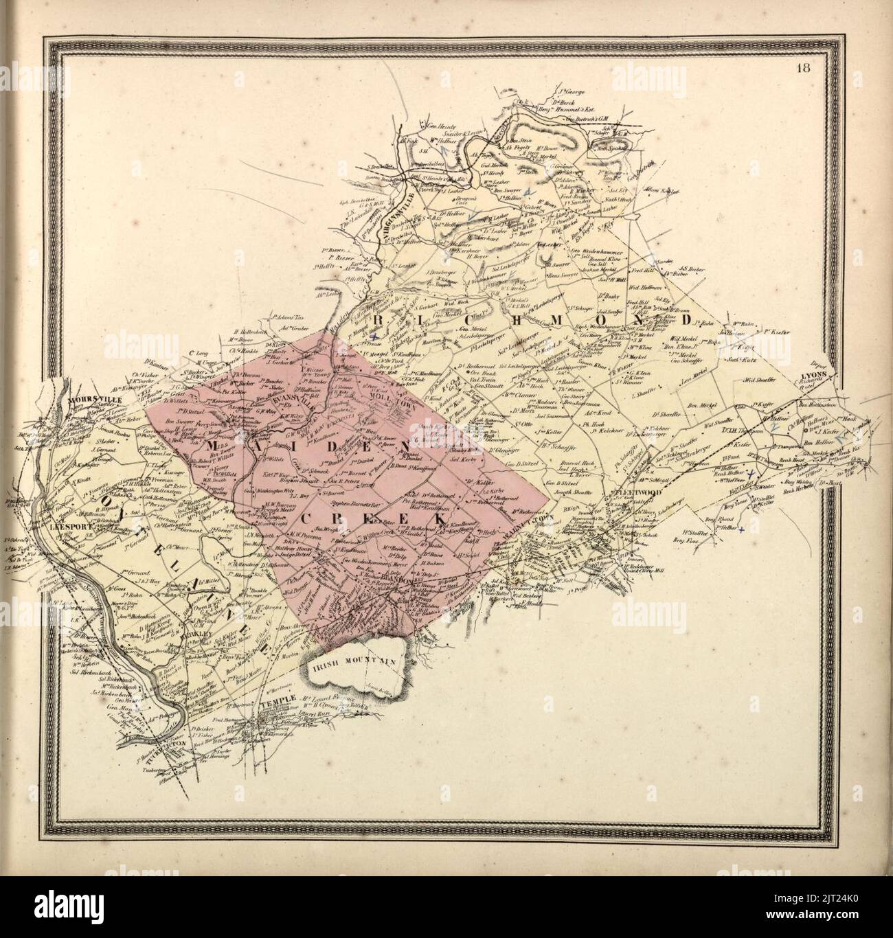 Township map of Berks County, Pennsylvania, from actual surveys Stock