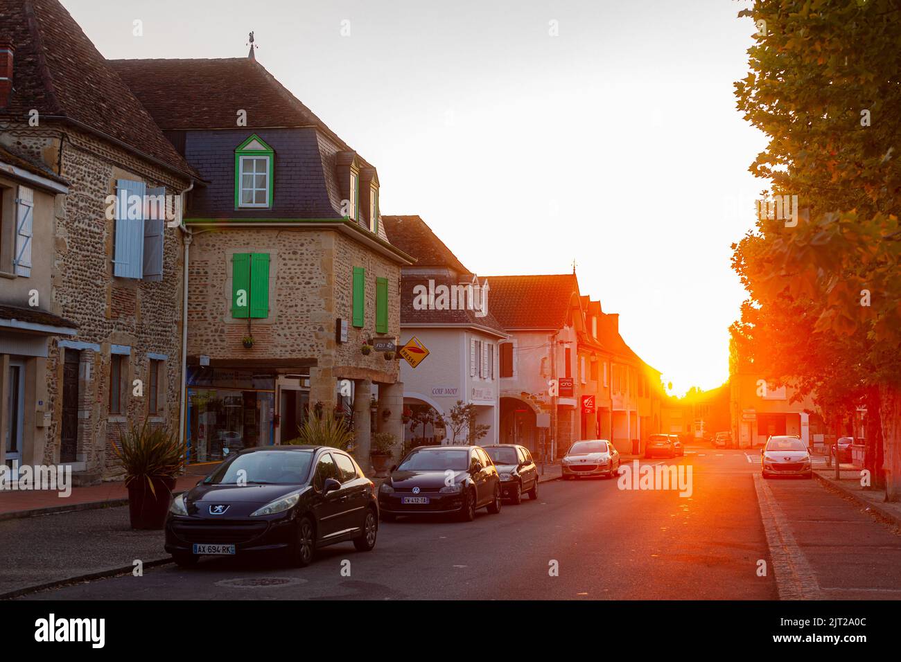 ArzacqArraziguet, France July, 21 Sunset view of typical houses of