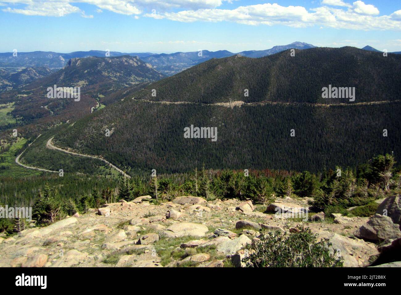 Trail Ridge RoadBeaver Meadow Road View of Rainbow Curve Stock Photo