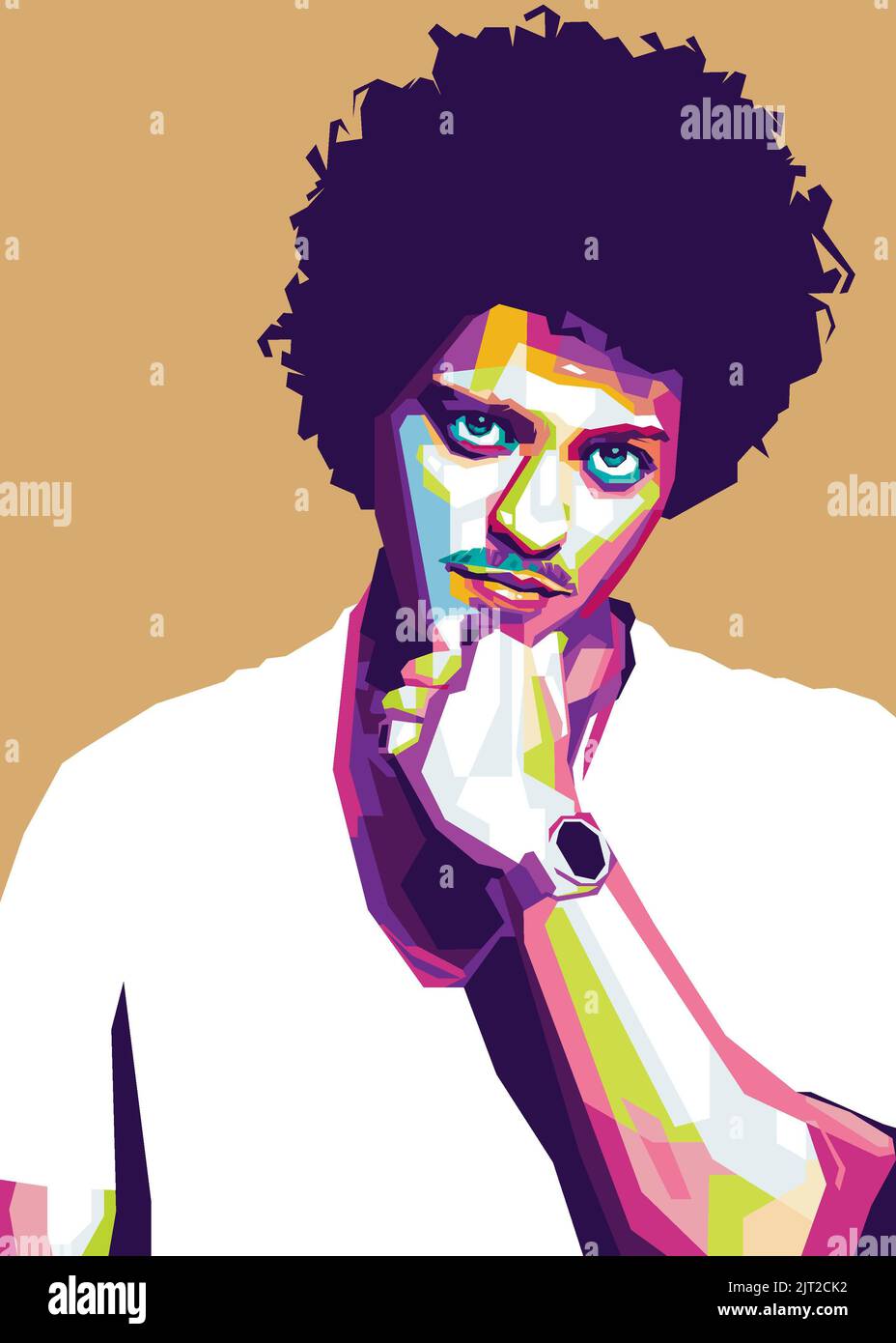 The colorful portrait of the American singer-songwriter, and record producer  Bruno Mars Stock Photo