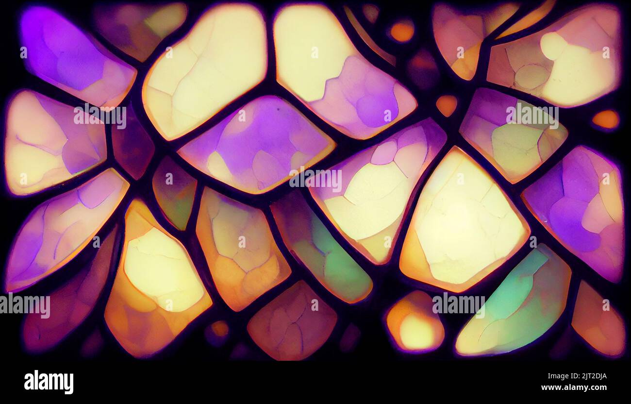 Lavender glowing stained glass pattern background. Beautiful abstract