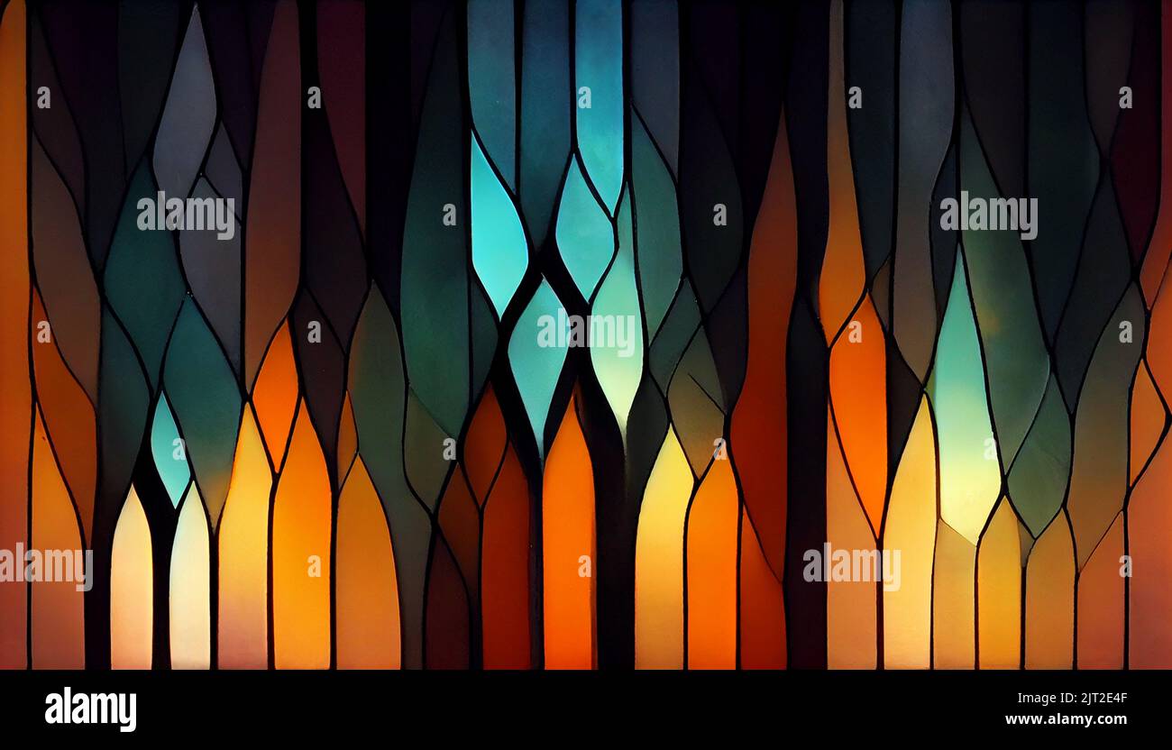 Colorful glowing stained glass pattern background. Beautiful abstract