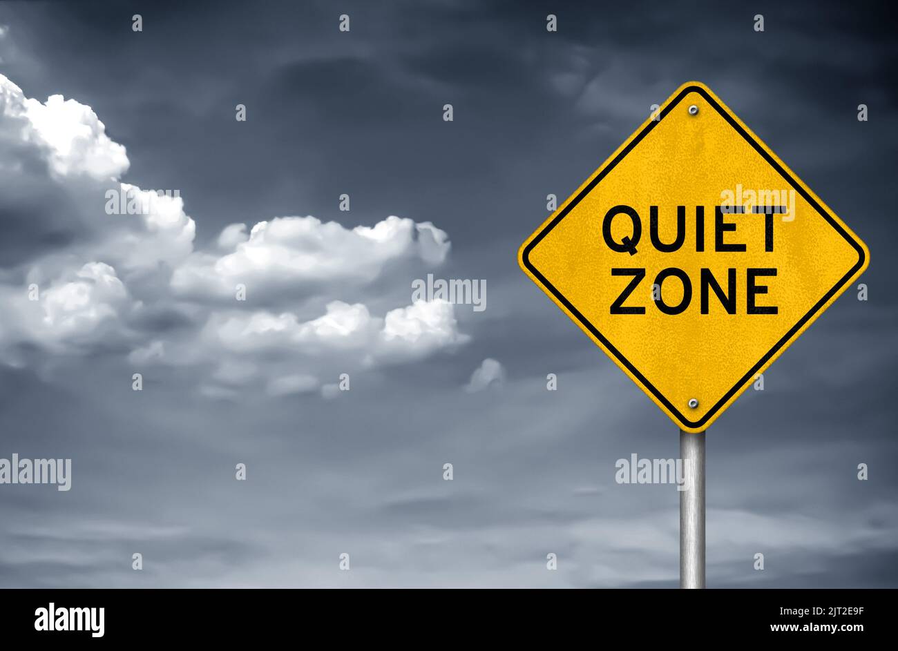Quiet Zone - road sign warning Stock Photo