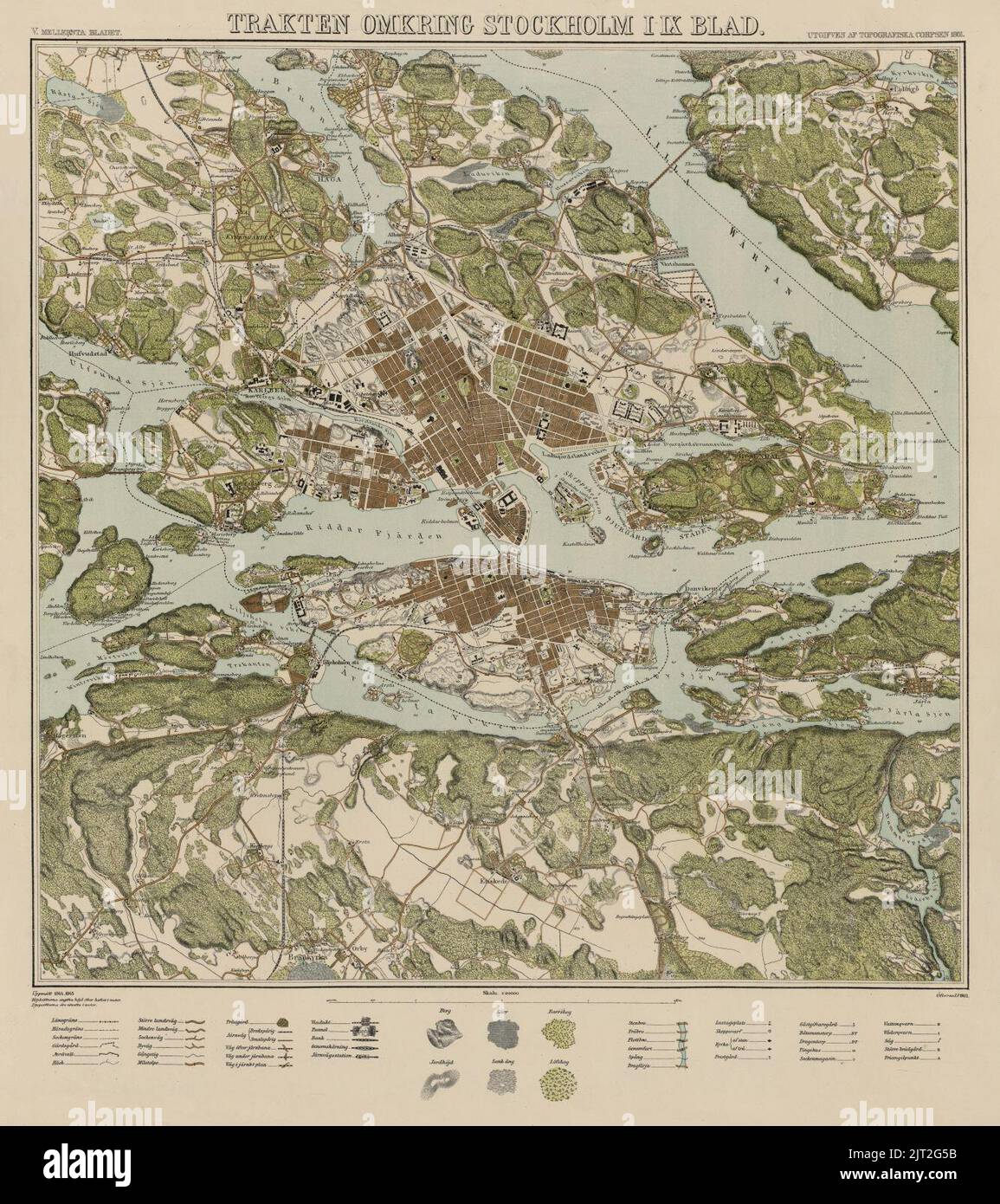Trakten omkring Stockholm 1861 (blad V Stock Photo - Alamy
