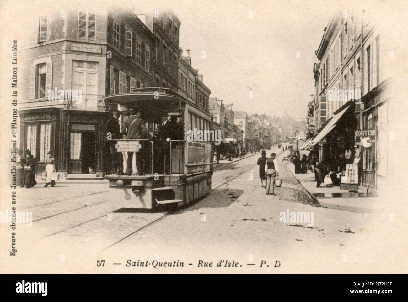 Tramway St Quentin rue d'Isle Rocourt tramway Mékarski Stock Photo - Alamy