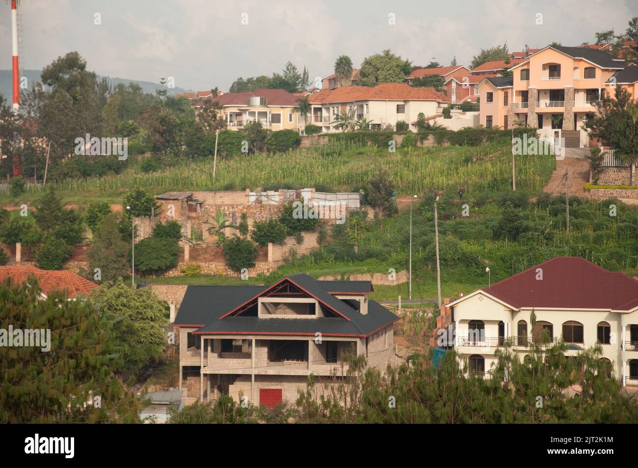 Kigali suburb, Kigali, Rwanda. New houses being built in te suburbs of